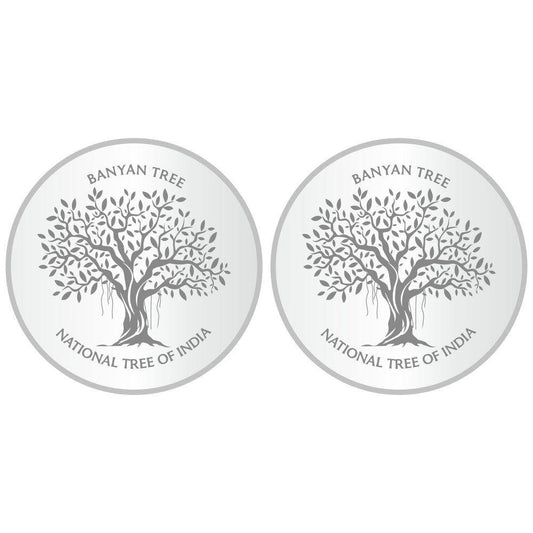 Sikkawala 999 Silver National Symbol Set Of  2 In 50 Gm  Coin-Sk2Scf25-2