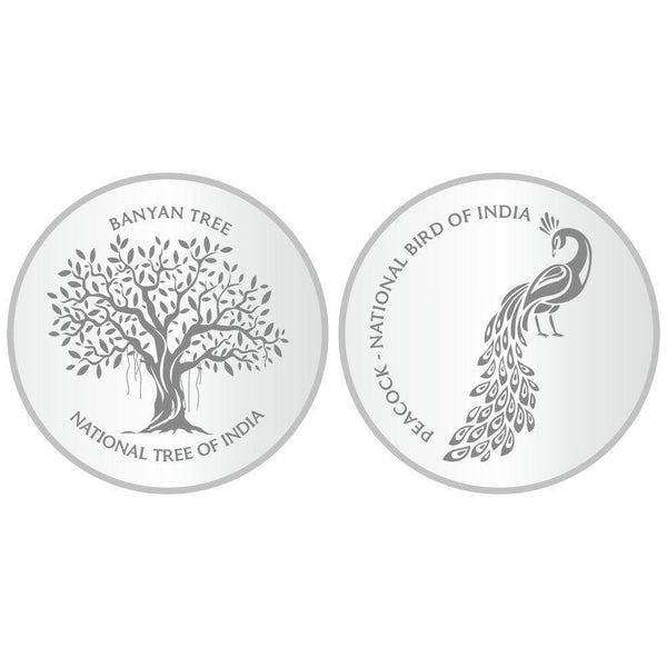 Sikkawala 999 Silver National Symbol Set Of  2 In 20 Gm  Coin-Sk2Scf10-3