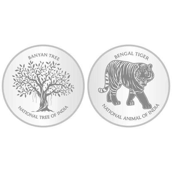 Sikkawala 999 Silver National Symbol Set Of  2 In 50 Gm  Coin-Sk2Scf25-4