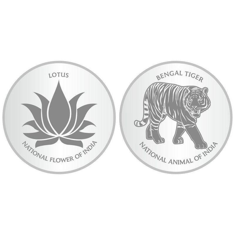 Sikkawala 999 Silver National Symbol Set Of  2 In 50 Gm  Coin-Sk2Scf25-8