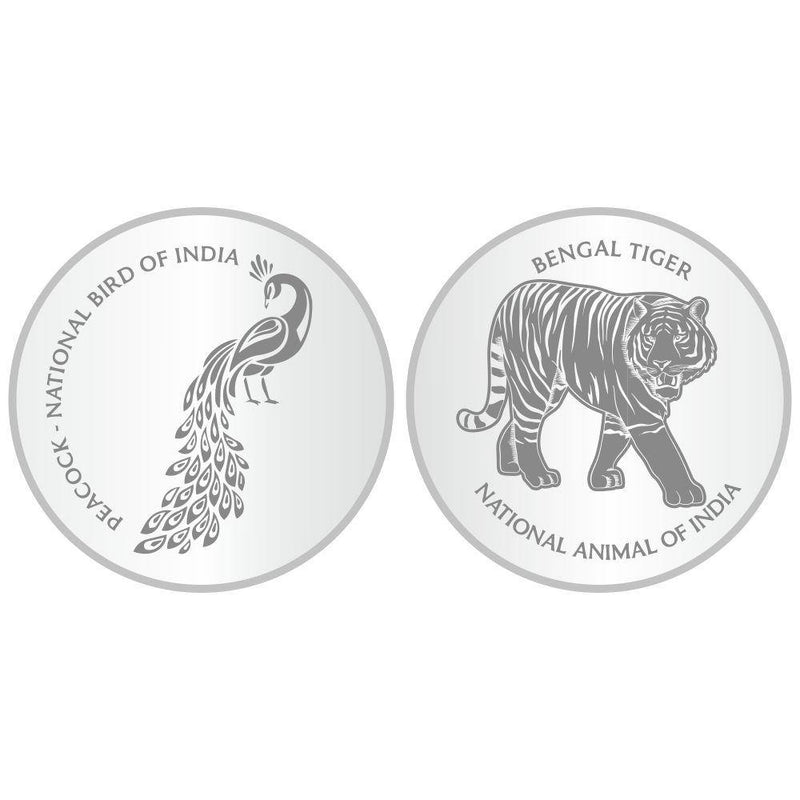 Sikkawala 999 Silver National Symbol Set Of  2 In 20 Gm  Coin-Sk2Scf10-10